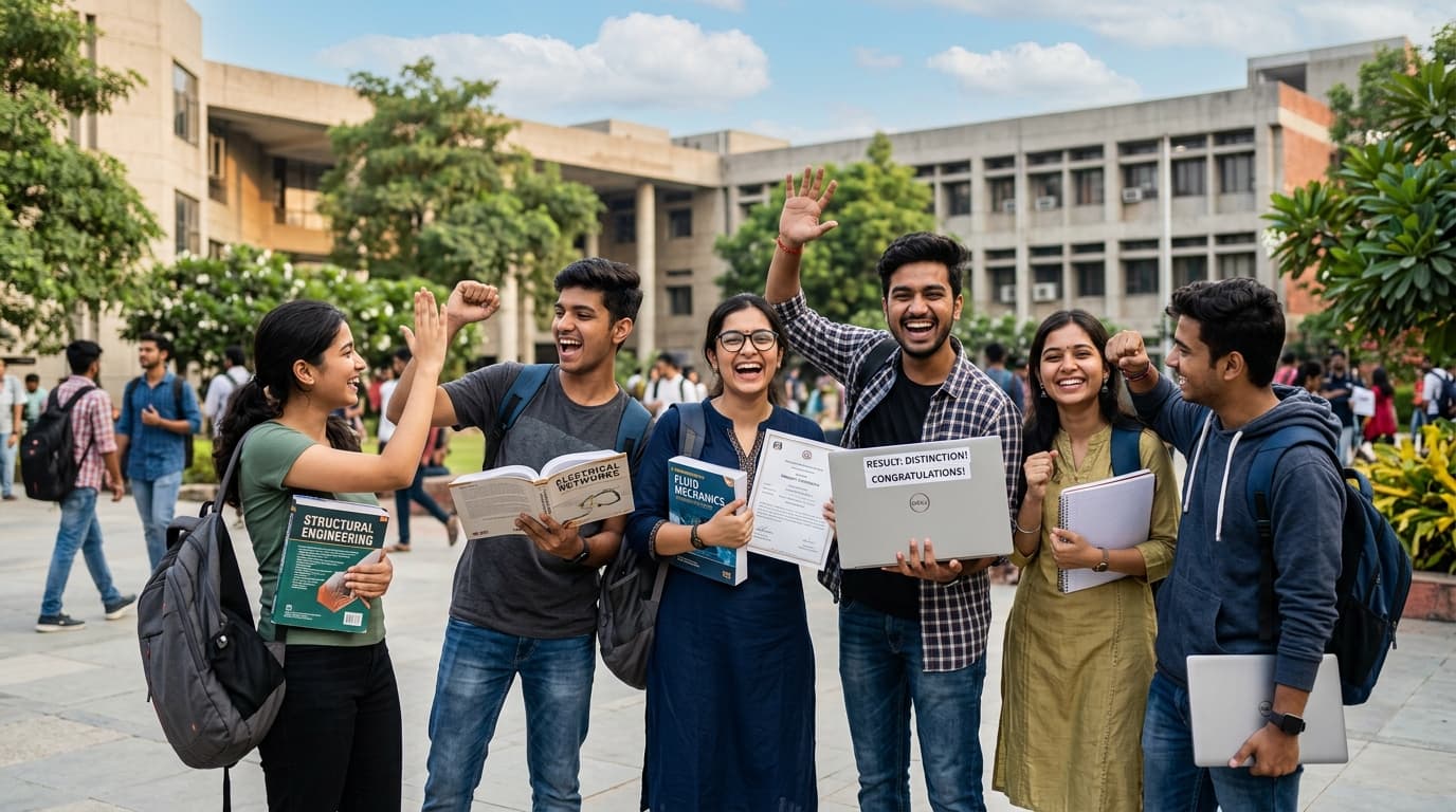 Engineering students celebrating success